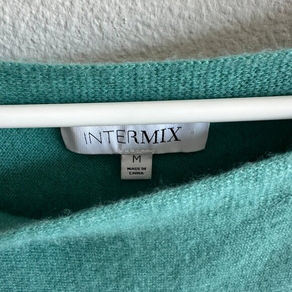 Intermix Green Teal Boat Neck Cashmere Long Sleeve Sweater - Picture 3 of 5